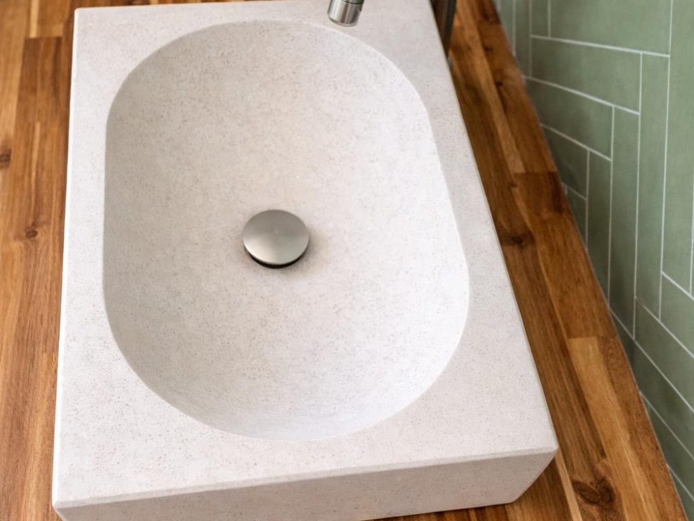 Vasque massive en pierre de taille Atelier BOUNEOU