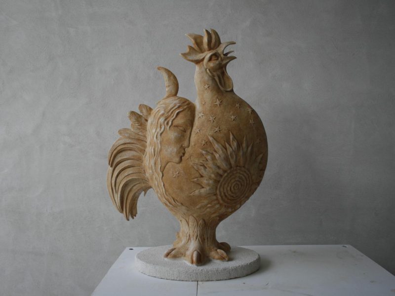 Sculpture en pierre coq Sculpture en pierre coq reproduction d'une oeuvre de Jean-Paul Gourdon